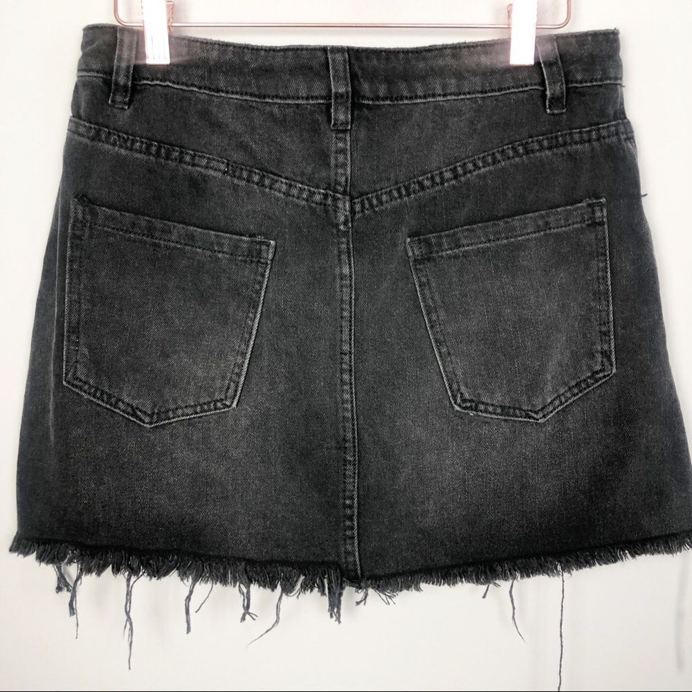 FREE PEOPLE | WE THE FREE Zip Front Denim Jean Mini Skirt Black Gray Women’s 28 - Picture 8 of 10